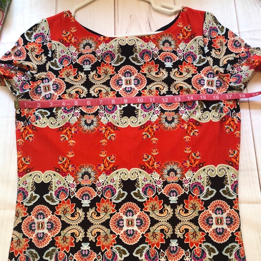 ELIZA J Floral Print Short Sleeve Dress Bateau Neckline Zip Back Women’s 8 NWOT - Picture 3 of 16